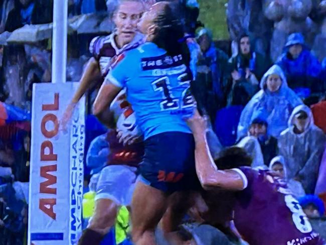 Shannon Mato was charged for this hair pull on Yasmin Clydsdale. Picture: Channel 9