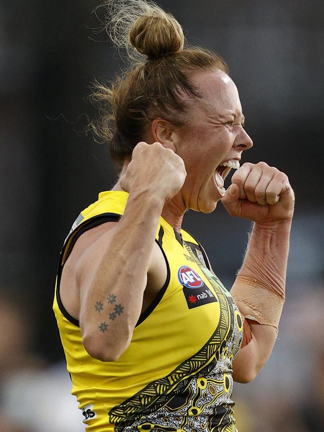 Wakefield celebrates after going back and adding her major. Picture: Getty Images