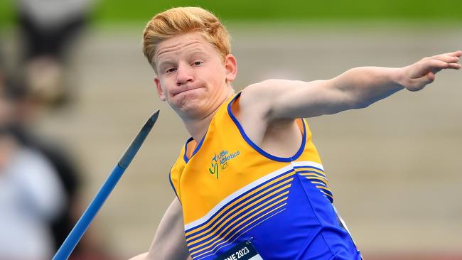 Angus Linton (ACT) competes in the Boys Under 15 Heptathlon.