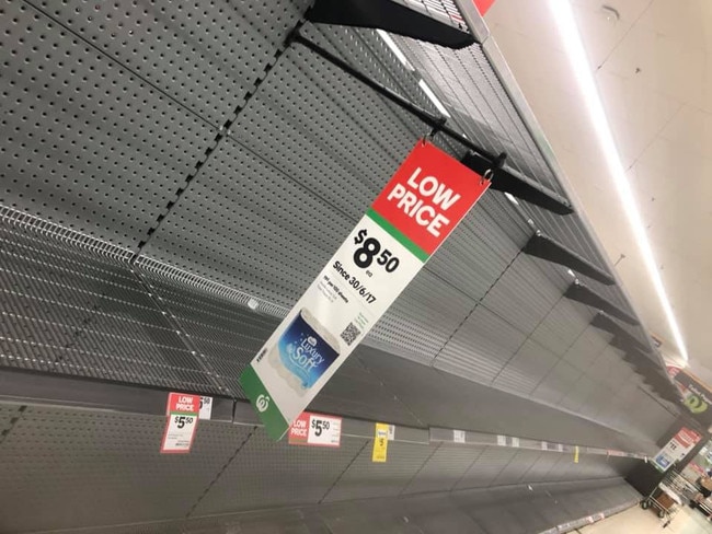 Panic buying has returned to Kingaroy, stripping shelves bare of toilet paper. Photo/James Aldridge.