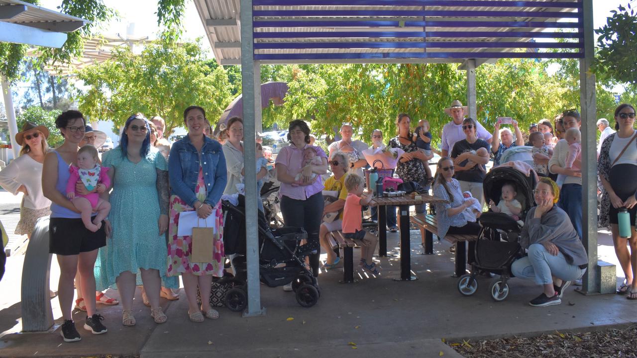 The group of supporters at the Save Gladstone Maternity community rally on May 5 at Lions Park.