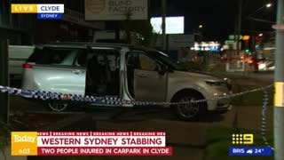 A manhunt ins under way after two men were stabbed in western Sydney. Picture: 9News