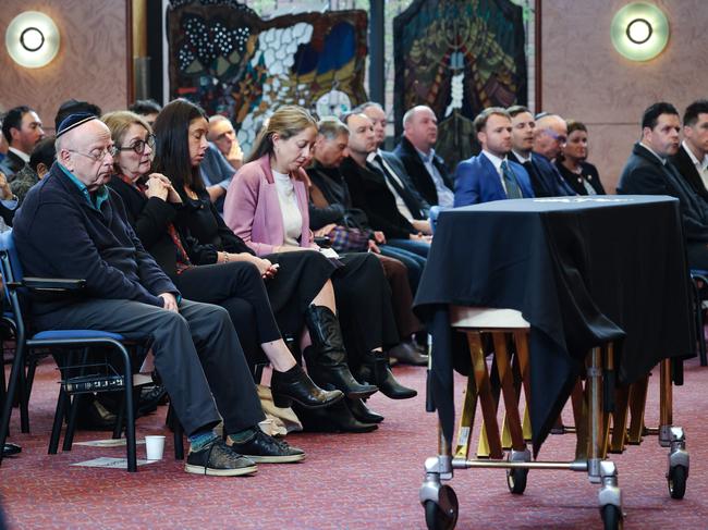 Sam was farewelled at Temple Beth Israel in St Kilda. Picture: Ian Currie