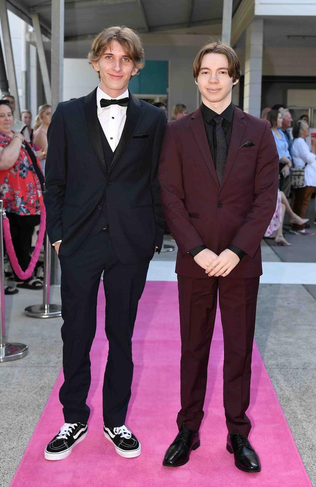 Cailen Lincoln and Matthew Henderson at Meridan State College formal. Picture: Patrick Woods.