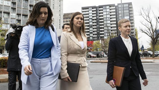 Brittany Higgins arriving at the Magistrates Court in Canberra for day two of the trial. Picture: NCA NewsWire / Gary Ramage