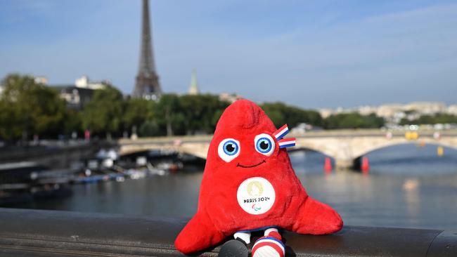 The Olympic mascot, the Phrygian cap, symbol of revolutions, the French Republic and freedom. Picture: AFP