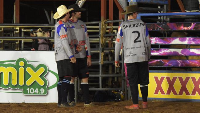 The clowns preparing for the next ride. Picture: Darcy Jennings.
