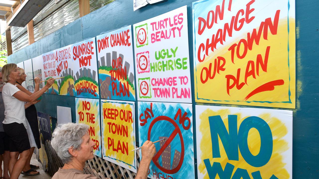 The Art of Protest opens in Coolum on Friday showcasing art signs from the Yaroomba protest in 2015. Picture: Warren Lynam