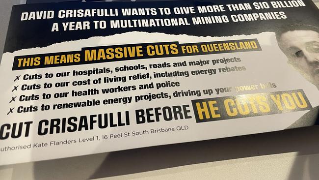 The letterboxed flyer endorsed by the ALP.