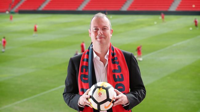 New Adelaide United owner Piet van der Pol at Hindmarsh. Picture: DYLAN COKER