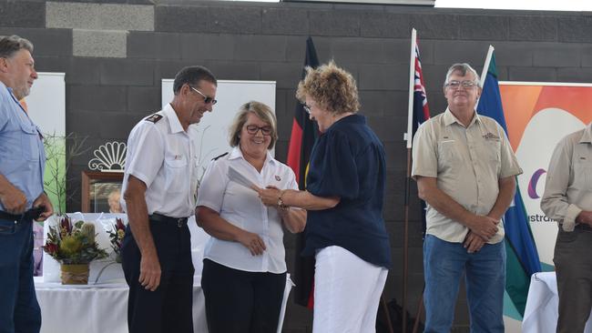 Paul and Kaylene Morrice accepting their nomination certificates at the Maranoa Australia Day Awards 2023. Picture: Chloe Cufflin.