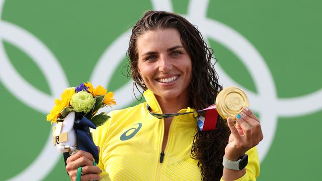 Jessica Fox with the gold medal she won in the Canoe Slalom.