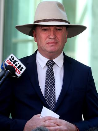 Deputy PM Barnaby Joyce addresses the media. Picture: Kym Smith