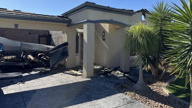 A house has gone up in flames in Burton overnight, with the huge fire destroying a sports car in the driveway. Picture: Roy VanDerVegt