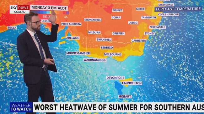 Tasmania is experiencing some relief on Monday. Picture: Sky News