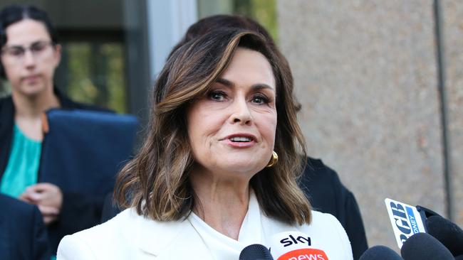 SYDNEY, AUSTRALIA: Newswire Photos : APRIL 15 2024: Lisa Wilkinson leaves the Federal Court in Sydney and addresses the media after Justice Michael Lee hands down his judgment following a bruising defamation trial between Bruce Lehrmann and Network 10 over Brittany Higginsâ rape allegation. Trial. Picture: NCA Newswire / Gaye Gerard