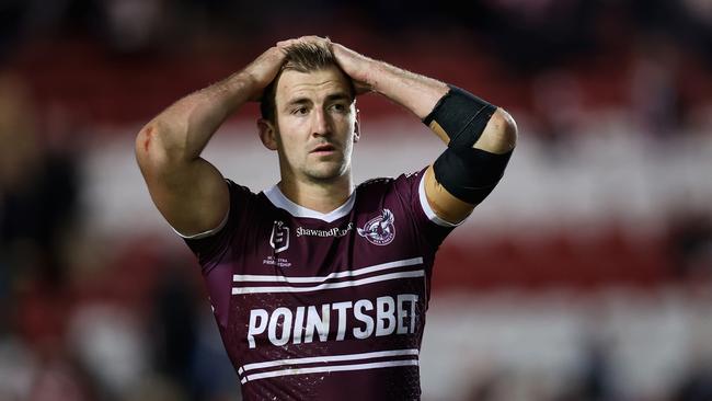 Lachlan Croker is staying in Manly after he signed a contract extension that will keep him at the club until 2026. Picture: Cameron Spencer/Getty Images