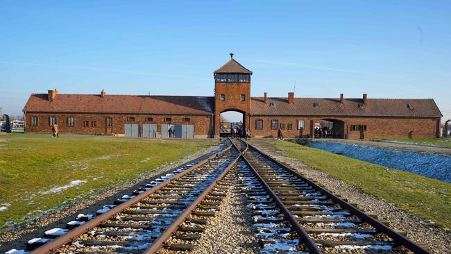 The railway tracks entering the building at the Auschwitz German Nazi death camp. Picture; AFP.