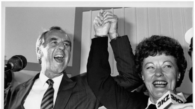 John Cain celebrates victory with his wife Nancye.