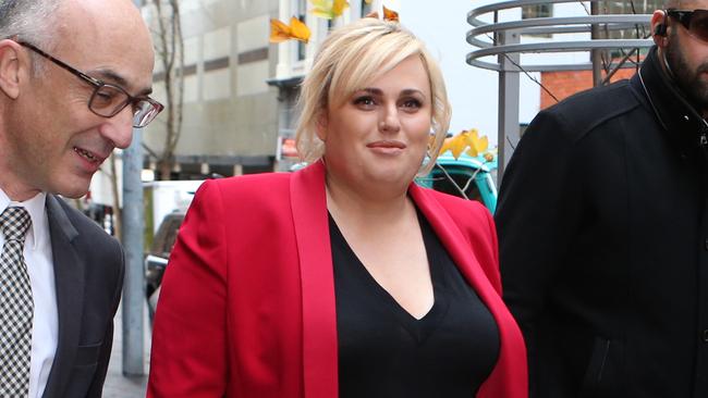 Rebel Wilson outside the Supreme Court in Melbourne. Picture: AAP