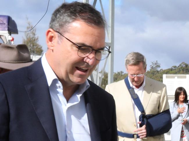 ADELAIDE, AUSTRALIA - NewsWire Photos April 18, 2021: Prime Minister Scott Morrison and SA Premier Steven Marshall are pictured at Jim Barry Wines in Clare, SA. Picture: NCA NewsWire / Dean Martin.