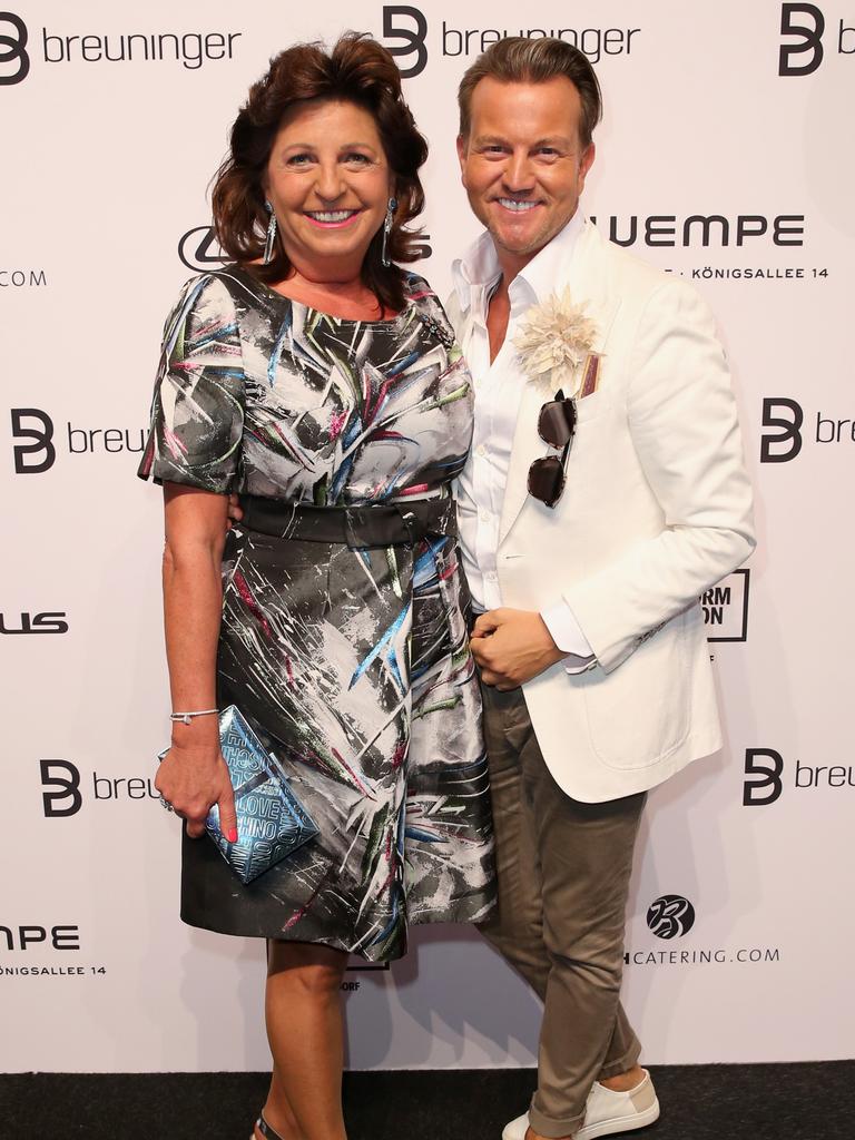 Babette Albrecht pictured with Sandro Rath at the Breuninger show during Platform Fashion in Dusseldorf, Germany. Picture: Mathis Wienand/Getty Images