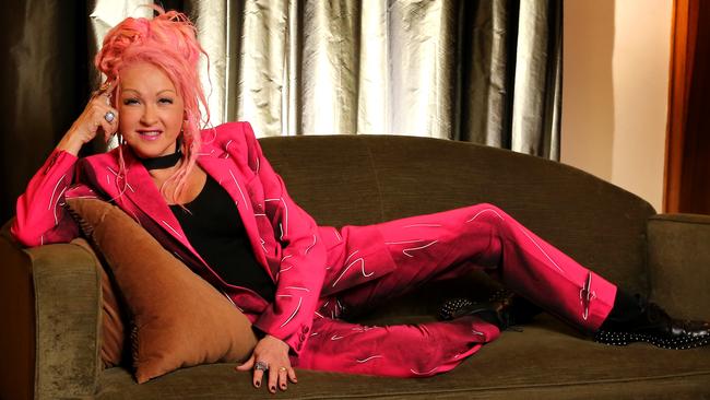 Cyndi Lauper, Kinky Boots composer and lyricist on her visit to Melbourne for the show’s opening night. Pic: Stuart McEvoy.