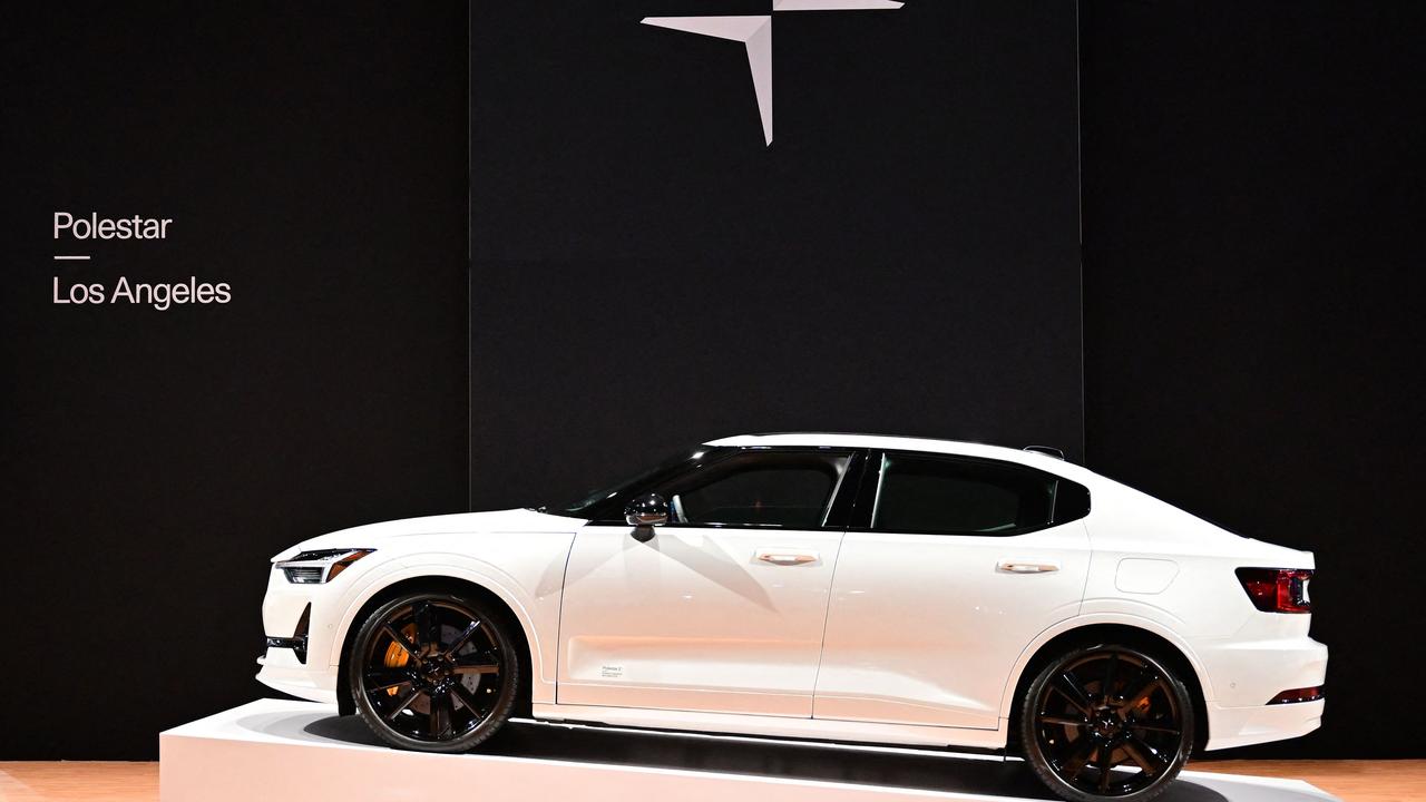 The Polestar 2 BST edition 270 electric vehicle on display at the 2022 Los Angeles Auto Show. Picture: Frederic J. Brown/AFP