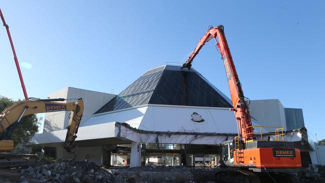 The Council "Beehive" being demolished to make way for the amphitheatre as a part of the cultural precinct currently under construction. Picture: Richard Gosling