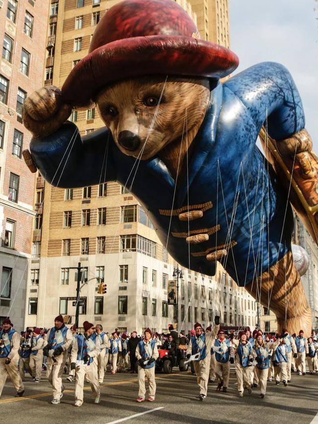 The Paddington Bear balloon floats down Central Park West during the 90th annual Macy's Thanksgiving Day Parade in New York. Picture:  AFP