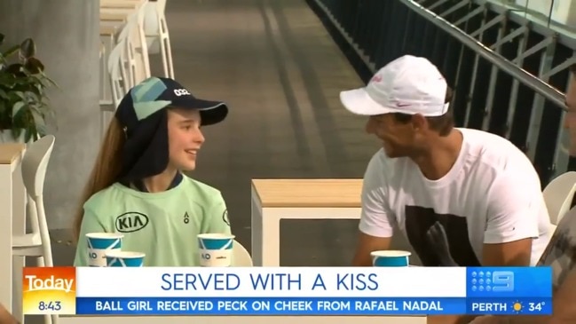 Ball girl hit by stray shot spends time with Rafa (Today)