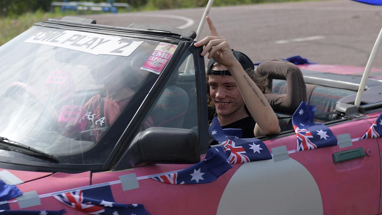 Looking good in a Barbie-pink ute at the Variety NT Ute Run in Hidden Valley. Picture: (A)manda Parkinson