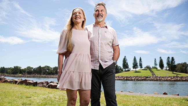 Karen and Phillip Milner, who have supported their son Jack Milner in his fight against sexual assault charges, near Wickham Beach in Newcastle. Picture: Adam Yip