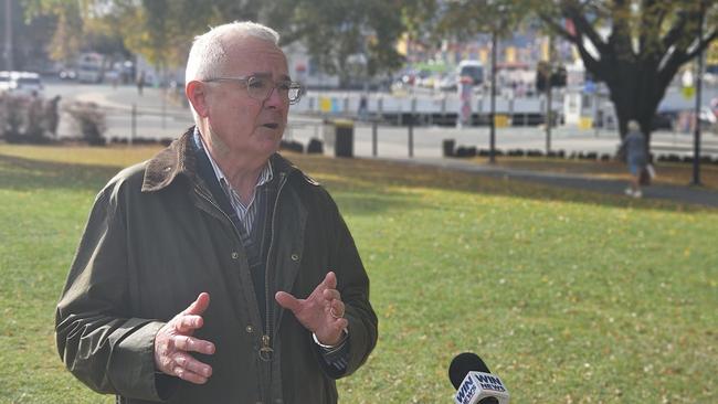 Andrew Wilkie speaks to the media on Monday.