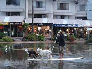 About 2000 sandbags are being put to the test tonight as Noosa prepares to face its river peak about 7pm. Emma Forsyth sent us this picture which was taken at 5.30pm this afternoon.