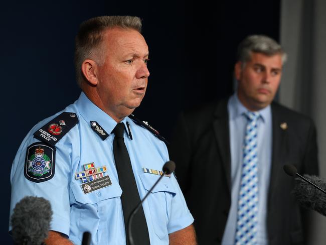 Deputy Commissioner Shane Chelepy and Police Minister Mark Ryan. Picture: David Clark