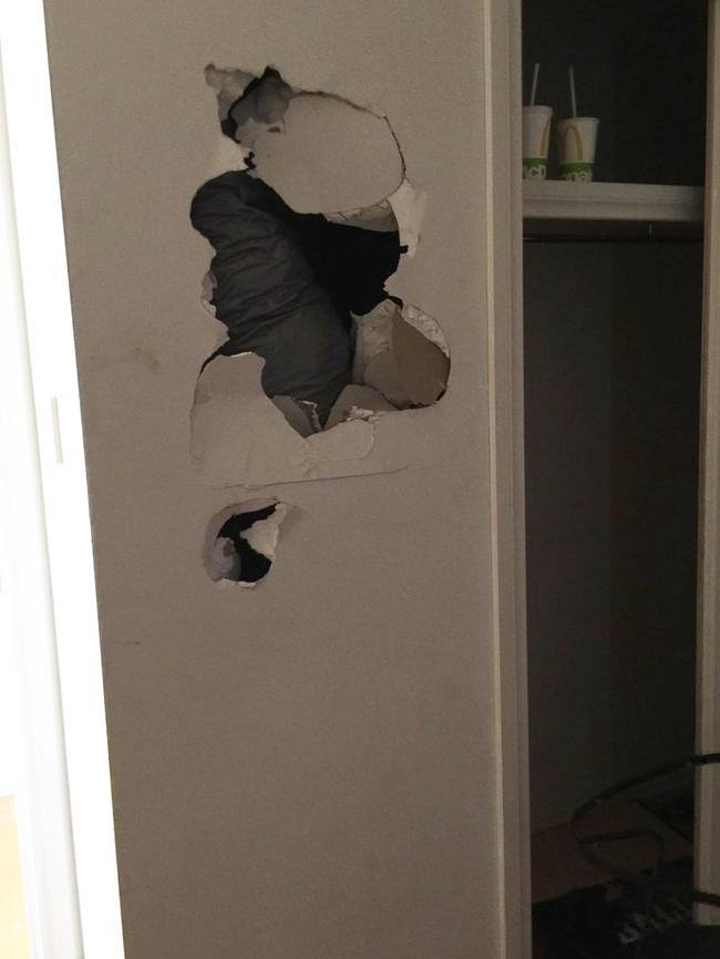 Damage to a Footscray booking.com rental after wild party. Picture: Supplied