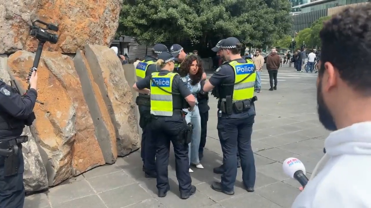 A woman arrested at pro-Israel protest