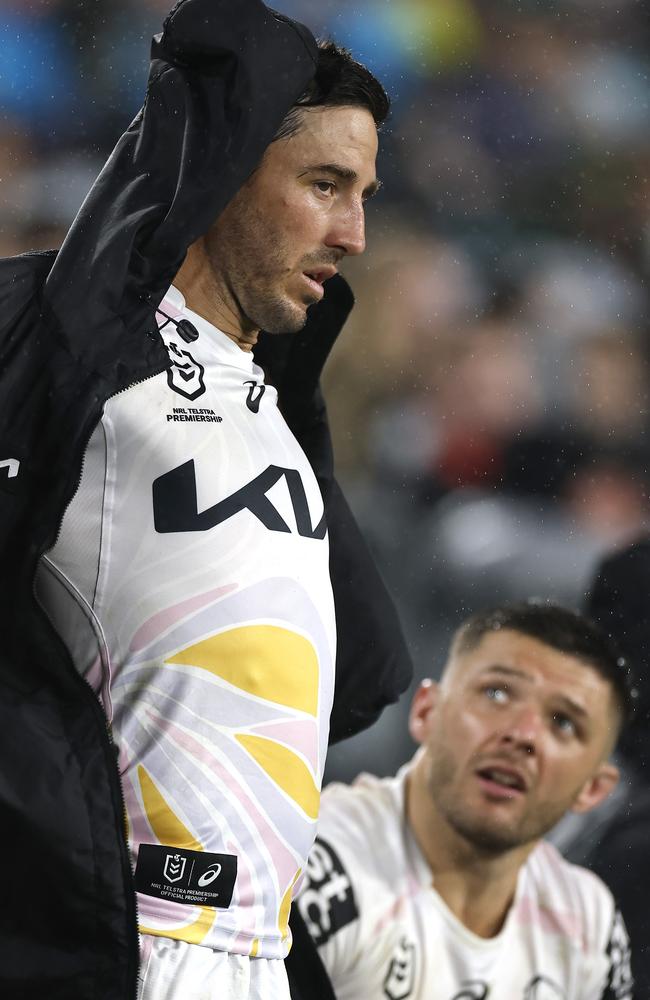 Ben Hunt watches on as the Broncos suffer another loss. Picture: Picture: Darrian Traynor/Getty Images