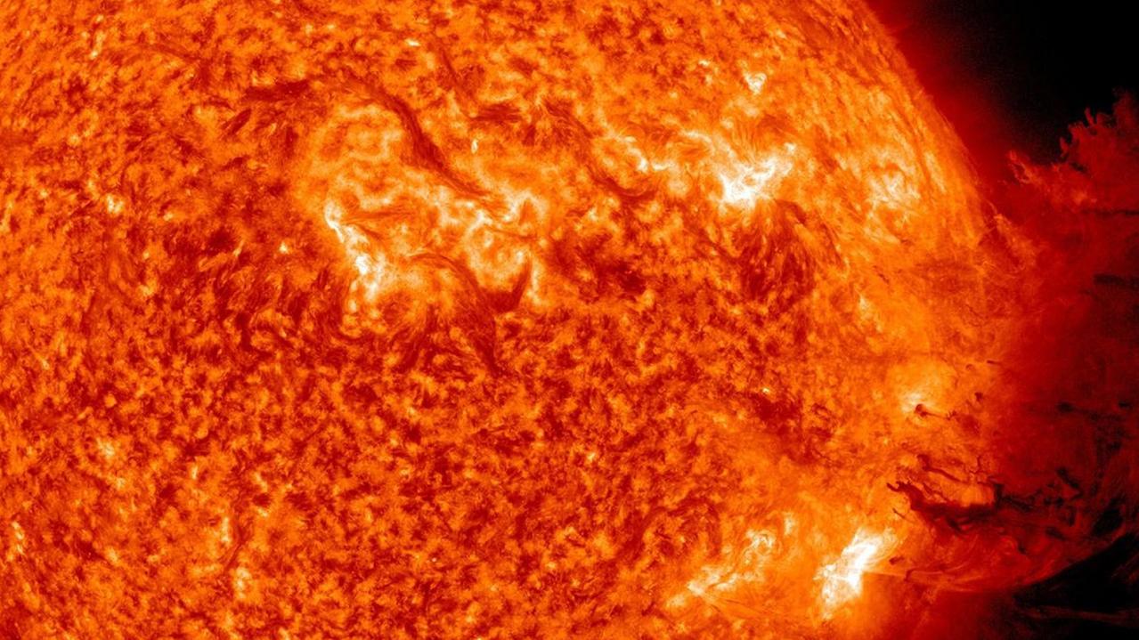 The Sun unleashes a medium-sized solar flare. Picture: AFP/HO/NASA