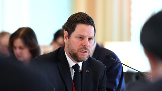 Damien Walker during Queensland’s 2018 budget estimates committee hearing at Parliament House. Picture: Dan Peled.