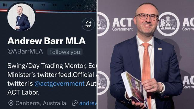 ACT Chief Minister Andrew Barr has revealed his Twitter acount was hacked on Anzac Day.