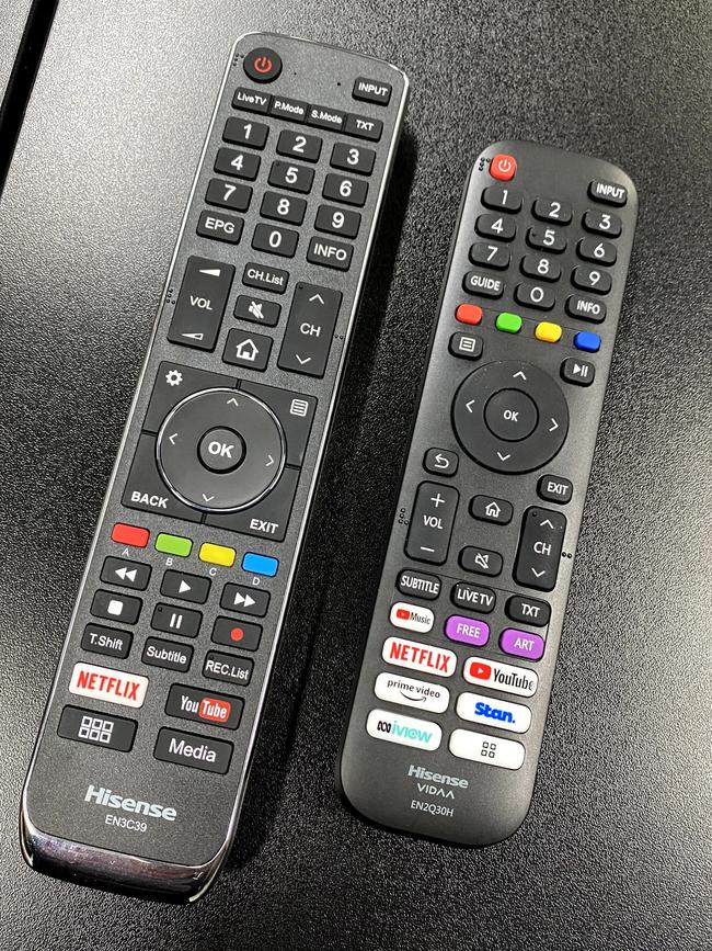 The two remotes with the Hisense 65SX.