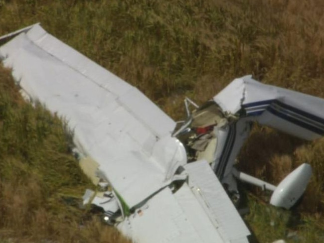 Small plane crashes in airfield in Parwan, near Bacchus Marsh, in Melbourne. Picture: 7News