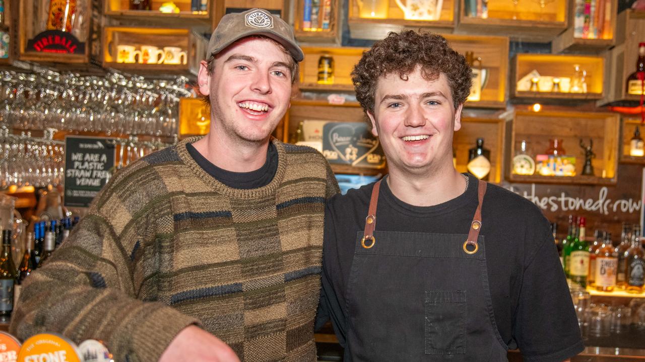 Archie Curtis and Rohan Carrigan from The Stoned Crow in Crows Nest excited to have the Crows Nest Metro open making access to and from the city much easier. Picture Thomas Lisson