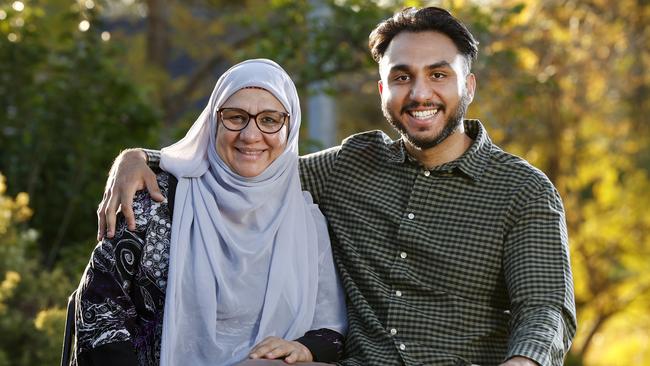 Nawid Cina and his mum Mahboba Rawi, who run the charity Mahboba's Promise which has helped 12 orphans and their carers escape Afghanistan. Picture: Jonathan Ng