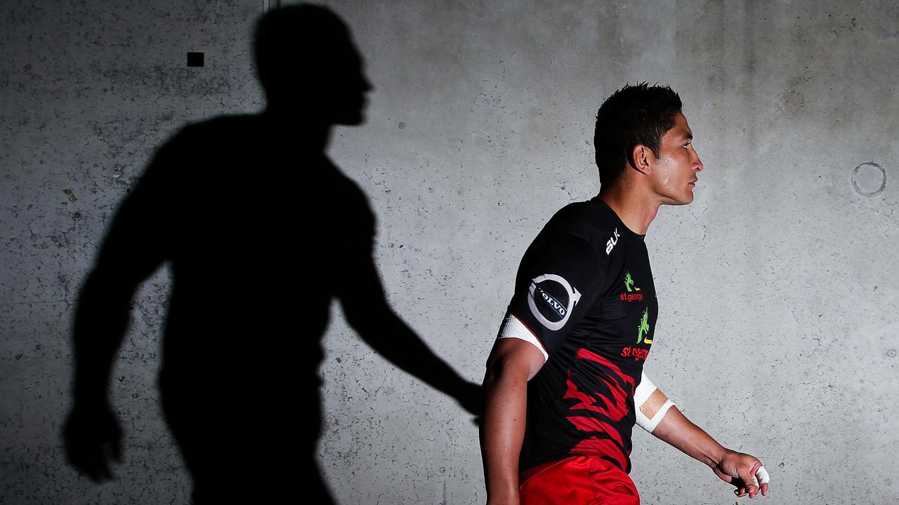 Anthony Fainga'a of the Reds takes the field to warm up at Westpac Stadium.