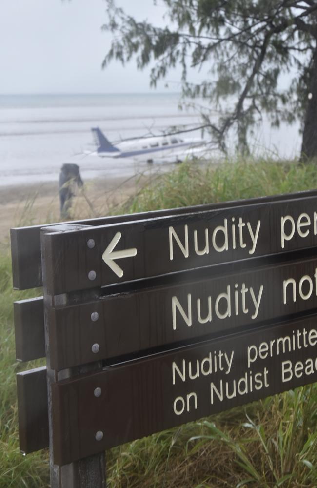 A light plane was bogged in the sands at Casuarina Beach nudist beach after an emergency landing on Friday, March 29. Picture: Zizi Averill