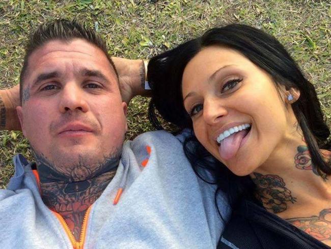 Slain bikie Mark Easter and partner Biancha Simpson. Picture: Facebook