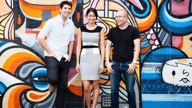 Canva co-founders Cameron Adams, Melanie Perkins and Cliff Obrecht.